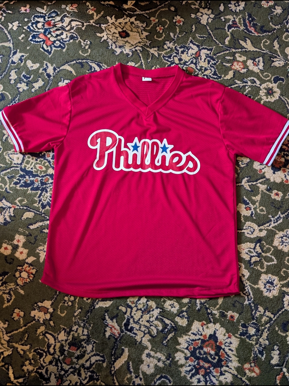 Phillies Red Mesh Short-Sleeve Team Top